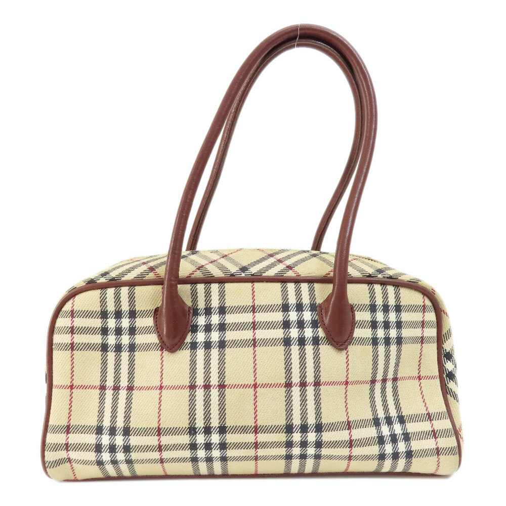 Burberry Check Leather Canvas Tote Bag Nova Black